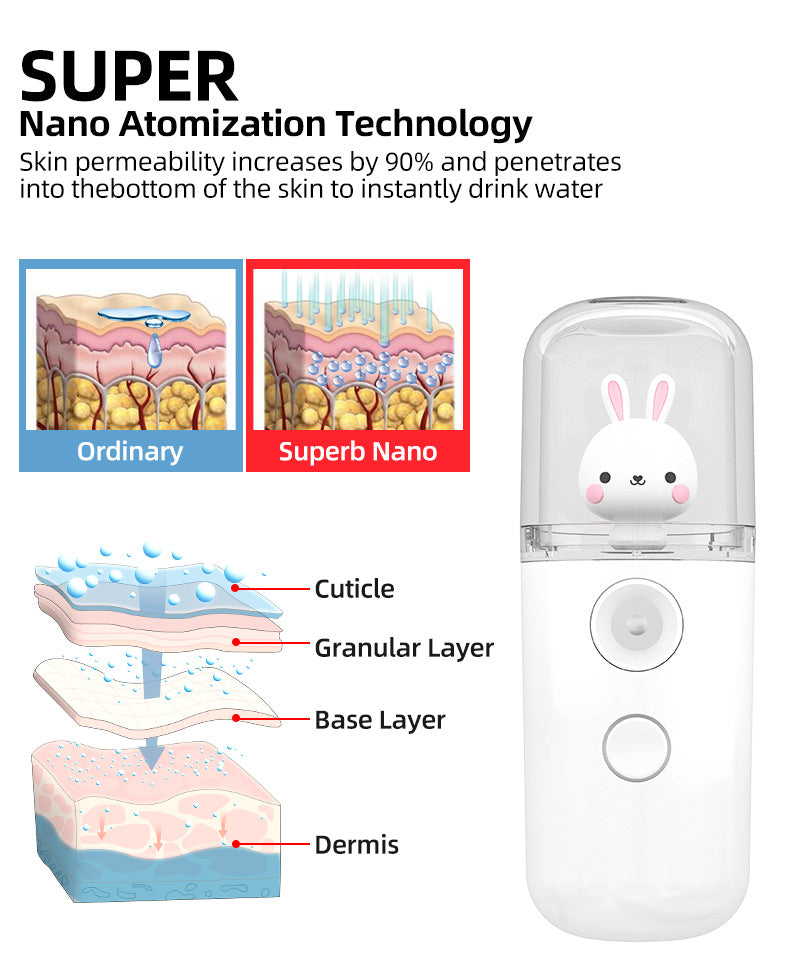 Nano Wasser Spray 30 ml – Tragbarer USB Nano Mist Sprayer für Gesichtspflege